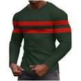 thumbnail image 3 of RongHuan Big and Tall Shirts for Men Colorblock Long Sleeve Waffle T-Shirt Crew Neck Pullover Striped Shirt for Husband Boyfriend, 3 of 6