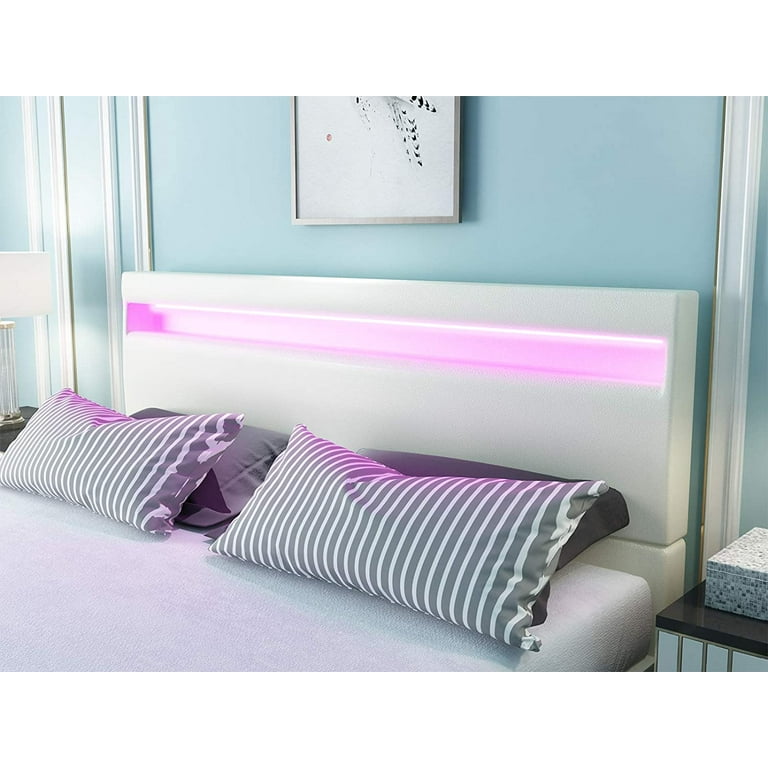 Mecor full size led bed frame with 8 color changing led lights headboard deals