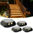 thumbnail image 6 of ASHIP Solar Deck Dock Lights Outdoor 4 Pack, Single-Sided LED Solar Driveway Lights, Decorative Solar Powered Stair Lights for Pathway Patio Yard, Black, 6 of 10