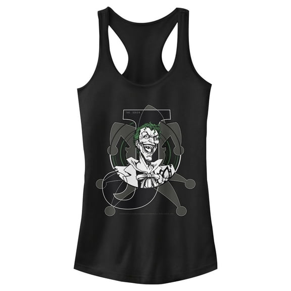 Junior's Batman Joker Symbol Racerback Tank Top Black X Small