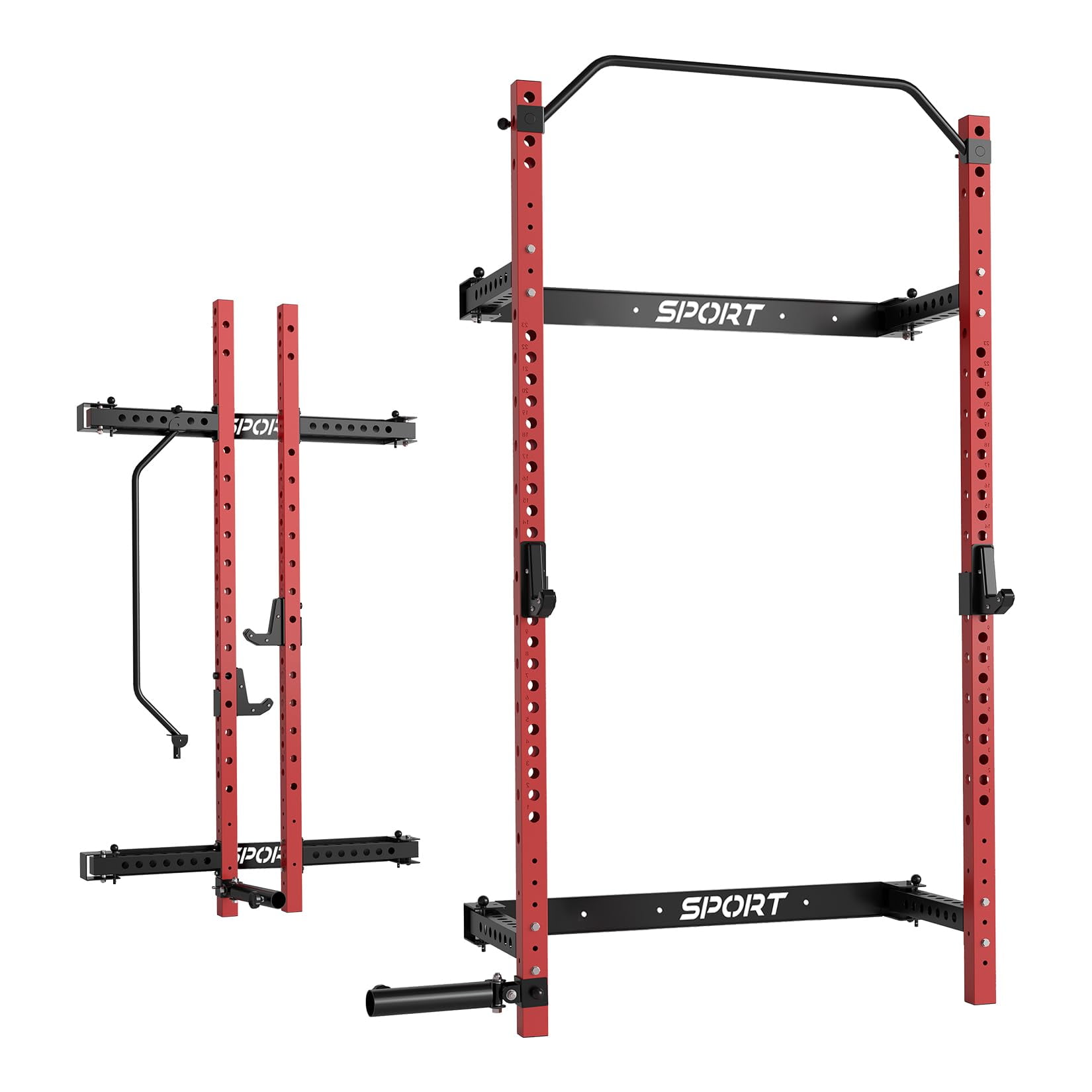 Accreate Folding Wall Mounted Squat Rack – 1000LBS Capacity Power Rack with Pull-Up Bar & Landmine, Space-Saving Foldable Squat Rack for Home Gym, Heavy-Duty Steel Frame Power Cage for Small Spaces