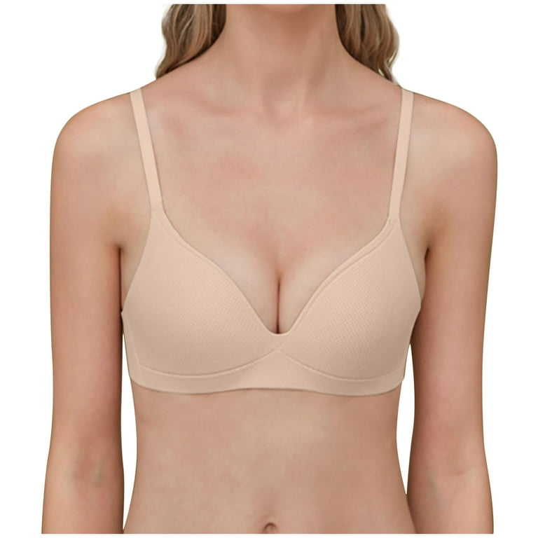 Front Closure Bra for Women Women Casual Solid Color Thin No Steel Ring Seamless  Bra Adjustable Shoulder Strap, Beige, 32 : : Clothing, Shoes &  Accessories