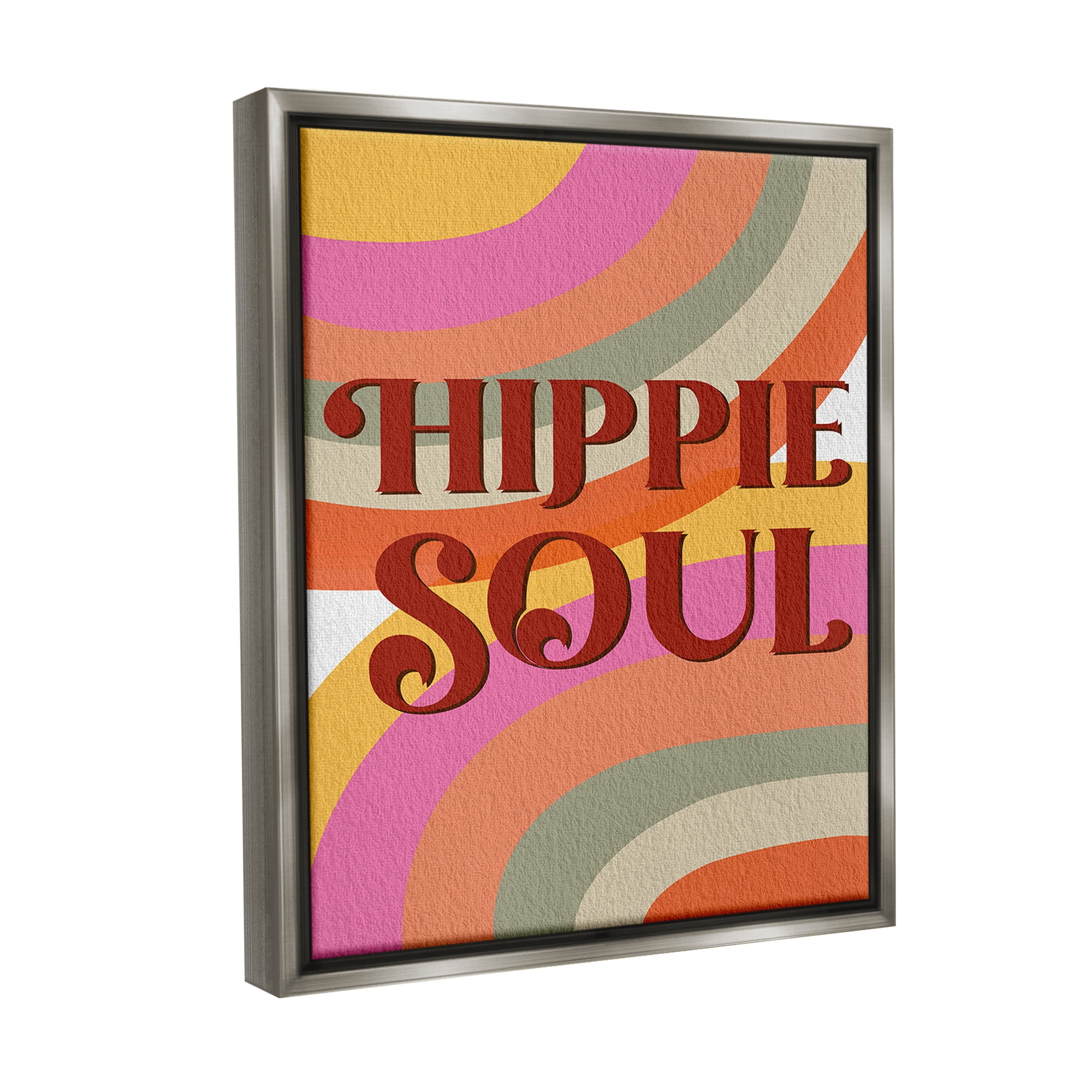 Stupell Industries Hippie Soul Patterned Typography Painting Gray Floater Framed Canvas Art Print Wall Art, 17 x 21