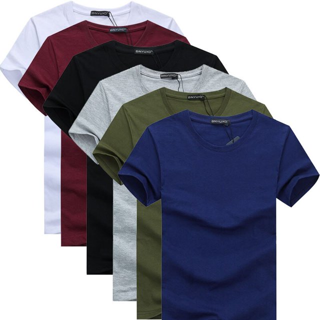 Camisetas de algodón para hombre, camisa de manga corta, diseño creativo Simple, color sólido, talla grande, 6 unidades, 2019