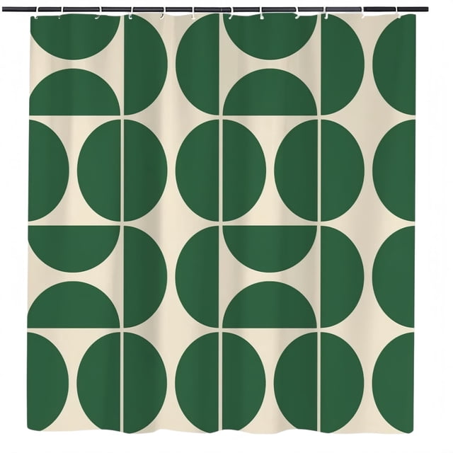 ZZHZGZ Canada Sale Rideau de Douche Vert Mi-Moderne Art Géométrique Abstrait Rideaux de Bain pour Salle de Bain Motif Coloré Unique Polyester Salle de Bain
