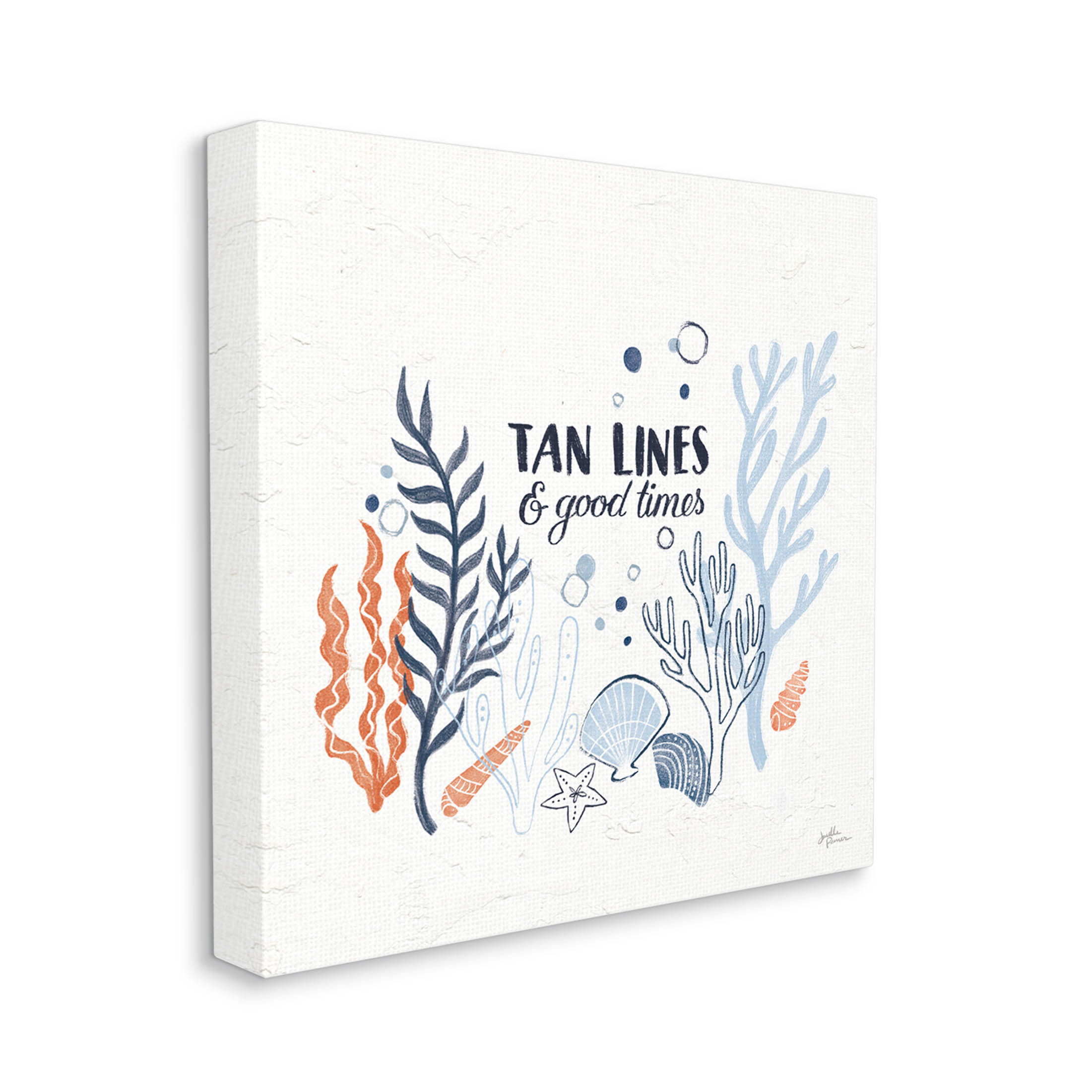 Stupell Industries Tan Lines & Good Times Beach Quote Graphic Art Gallery Wrapped Canvas Print Wall Art, Design by Janelle Penner