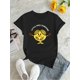 thumbnail image 2 of Camiseta Para Mujer Ropa De VeranoCute Cartoon Graphic Print T-shirt, Casual Round Neck Short Sleeve Top, Women's ClothingFather's Day, Mother's Day, New Year, Spring Festival, Valentine's Day, Inde, 2 of 7