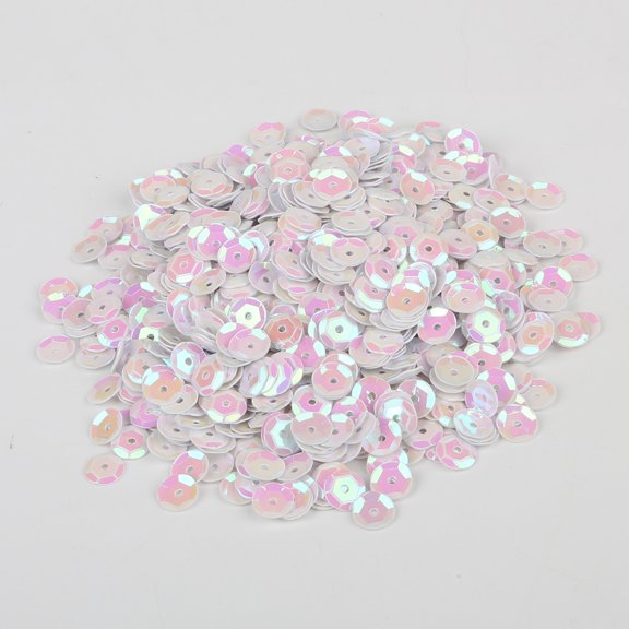 ERDOUY 4800Pcs 6mm Round Loose Sequins, Bulk Glitter Paillettes Spangles for Sewing, Wedding & Christmas Craft Decor, White A