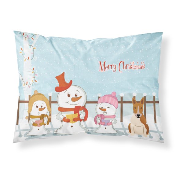 Merry Christmas Carolers Bull Terrier Red White Fabric Standard Pillowcase