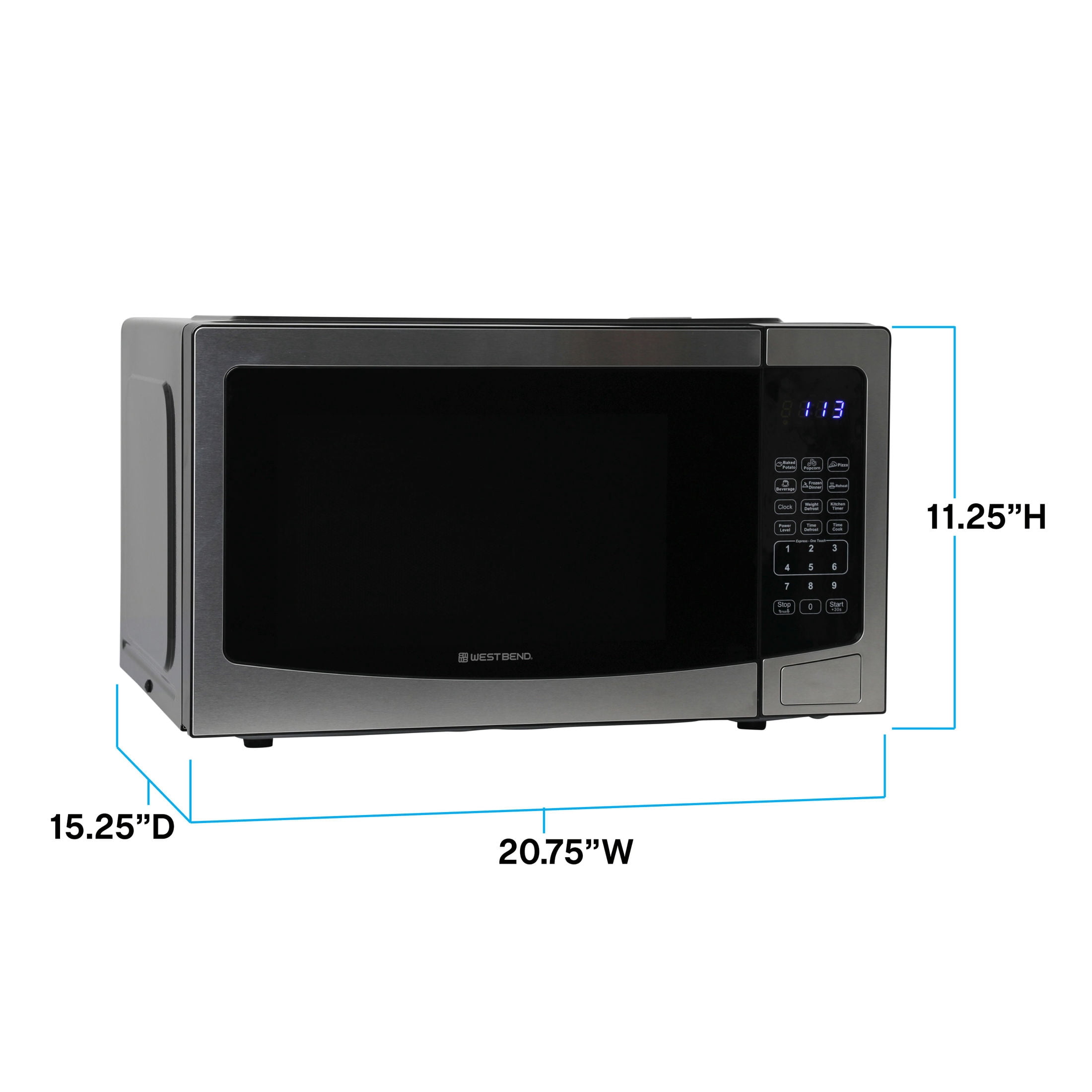 West Bend Microwave Oven, 1.1 cu. ft. Capacity, in Stainless Steel (WBMW110S)