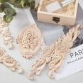 thumbnail image 5 of 4Pcs Flower Wood Carved Onlay Appliquewith 1Pc Oval Center Flower Long Applique Craft Unpainted Furniture Home Decor for Front Door Cabinet Decoration, 5 of 7