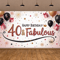 thumbnail image 6 of Glamorous Design 40th Birthday Banner Gold Accents Display Black Balloons Pink Gifts Fabulous 40 Backdrop for Adult Birthday Party 40th Celebration Birthday Photography, 6 of 9