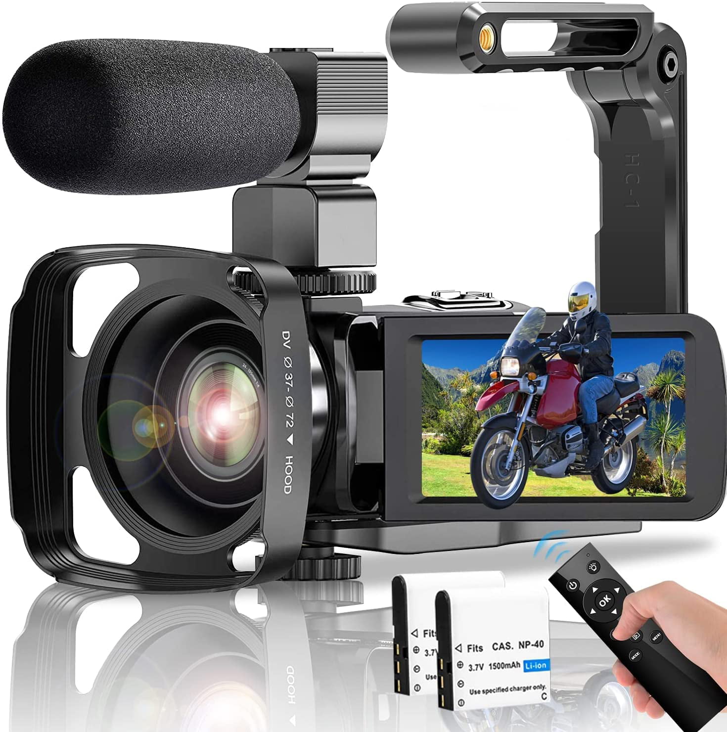 Handheld Stabilizer 3.0 Touch Flip Screen Lens Hood 4K Video Camera Camcorder 48MP 30fps Ultra HD YouTube Vlogging Camera 18x Digital Zoom and IR Night Vision with Microphone 2.4G Remote Control 
