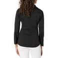 thumbnail image 4 of Zac & Rachel Women's 3/4 Cuff Sleeve Button Down Top with Ribbed Knit Inserts for a Comfortable Fit, Black, 4 of 4