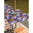 thumbnail image 6 of Halloween Outdoor Tablecloth with Umbrella Hole, Orange Pumpkin Funny Ghost Black Cat Purple Spillproof Waterproof Outdoor Table Cover, Patio Tablecloths for Party/Garden/Picnic, Square 60"x60", 6 of 9