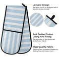 thumbnail image 4 of Dailycode Double Sided Oven Mitt with Loop Heat Resistant Kitchen Long Potholders 7" x 35" Light Blue and White Stripes, 4 of 6