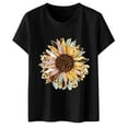 thumbnail image 3 of TYGHBN Womens Fashionable Sunflower Printed Round Neck Short Sleeved Sports Casual T Shirt Long Sleeved Shirts Womens Women Plain Long Sleeve Shirts Neck Tee Shirt Casual Shirts Women Loose Workout, 3 of 4