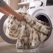 U Bedsure U by Bedsure Gentlesoft Fluffy Faux Fur Throw Blanket, Tie-Dye Taupe Couch Cover, Gift for Women & Teens, 50x60 inches
