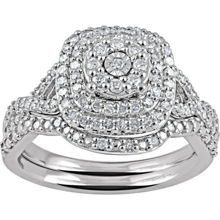 1/2 Carat T.W. Diamond Framed Sterling Silver Bridal Set