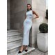 thumbnail image 3 of Vestido blanco ajustado sin mangas para mujer, vestido sexy ajustado de cuello alto, moda de verano 2024, vestidos largos de punto, 3 of 5