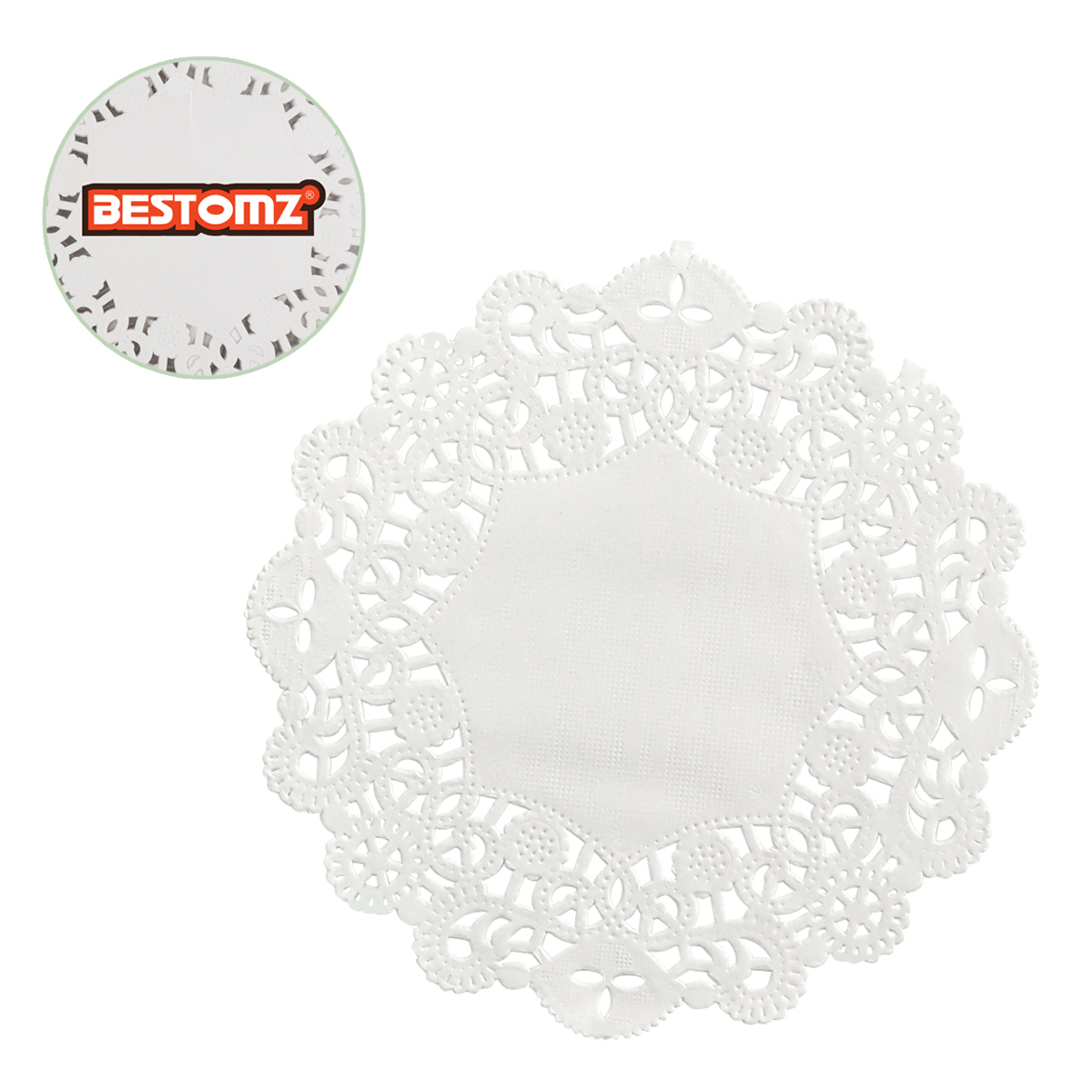 BESTONZON 100pcs Disposable Oil-absorbing White Lace Paper Doilies Cake Box Liner Packaging Paper Pad 5.5" (Random Pattern)