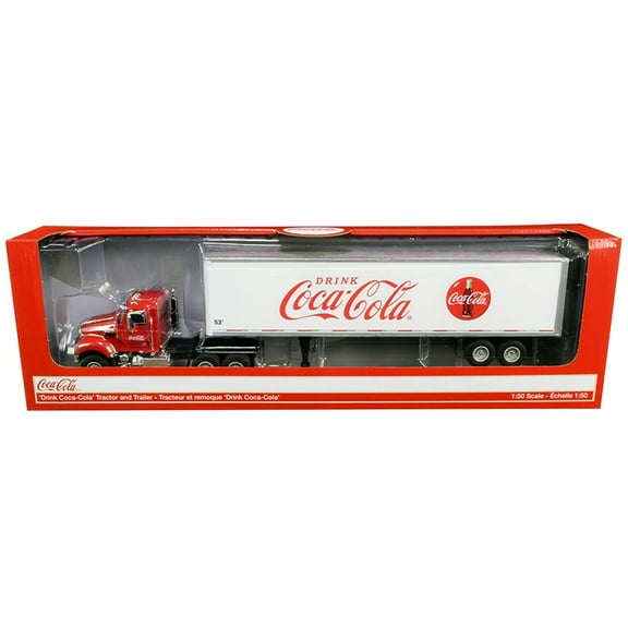 Truck Tractor with 53' Trailer "Drink Coca-Cola" Red and White 1/50 Diecast Model by Motorcity Classics