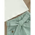 thumbnail image 6 of hirigin Baby Girls 2PCS Pants Suit, Sleeveless Ribbed Plain Lapel Tanks, Plain Short Pants with Waist Belt, Toddler Girls Summer Outfits, 6 of 7