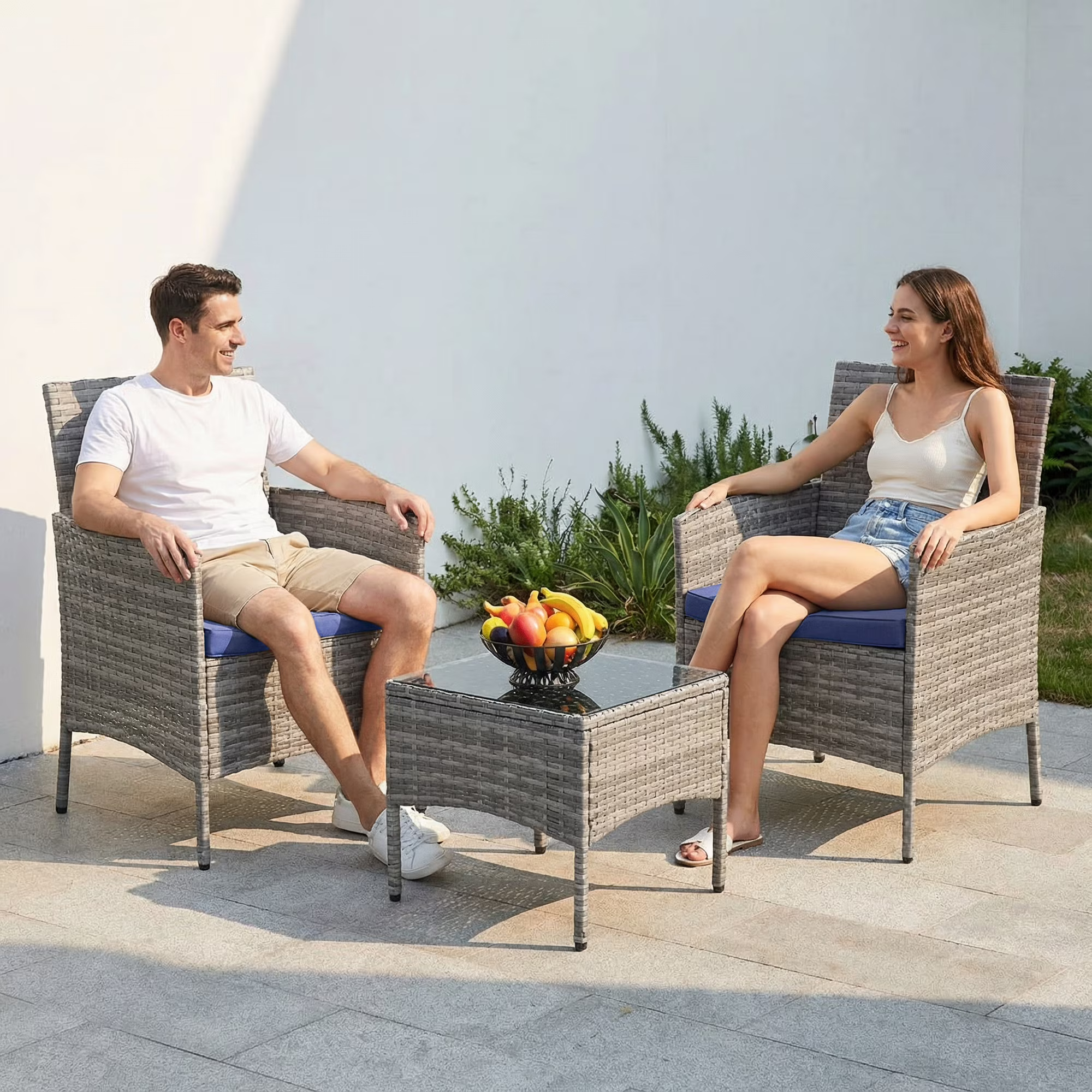 UDPATIO Furniture Set 3 Pieces Patio Rattan Wicker Chairs,Patio Porch Outdoor Furniture Set with Chairs,BU