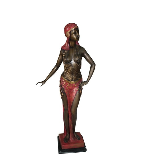 Nifao Egyptian lady Bronze Statue – Home Office Decor Sculpture, 7"L x 6"W x 28"H