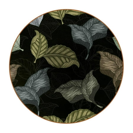 

OWNTA Vintage Leaves Pattern Premium Microfiber Leather Round Coasters (6PCS) - 11x11 cm/4.3x4.3 in - Durable & Stylish Cup Mat Set