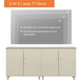 thumbnail image 3 of 70.8" TV Stand Cabinets for TVs up to 75 Inches, 2-in-1 Beige Wooden Entertainment Center with Doors and 6 Compartments, Modern Media Console Table with Storage for Living Room, Bedroom, 1 Pack, 3 of 6
