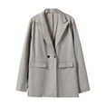 thumbnail image 4 of Ladies Work Suit Button Down Pockets Jacket Solid Color Blazer Single Breasted Outwear Comfy Loose Blouse V Neck Cardigan, 4 of 6