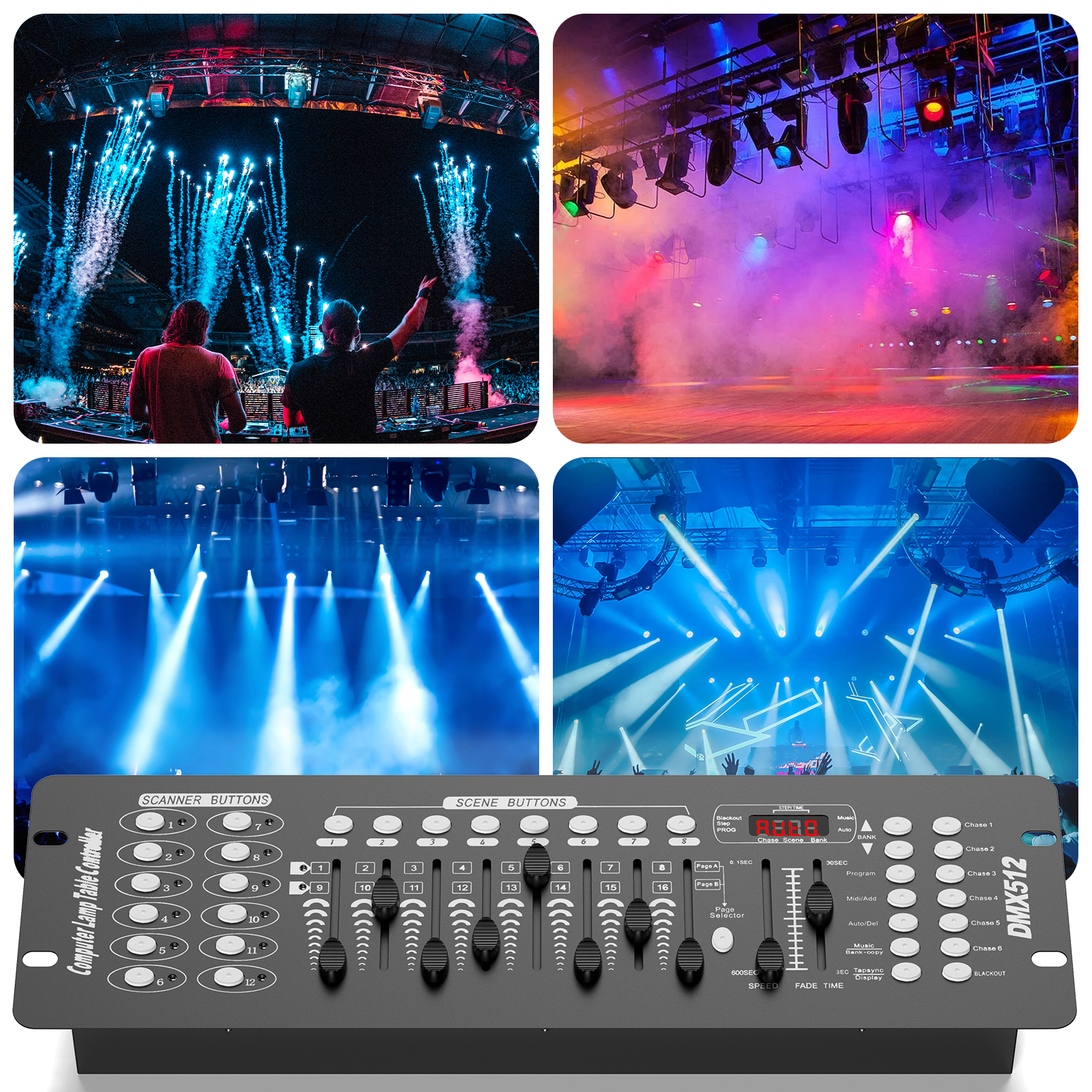 Black Grand Console DMX and MIDI Operator 192 Channel Light