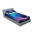thumbnail image 2 of Ambesonne Fantasy Fitted Sheet & Pillow Sham Set, Aurora Borealis Tree, Twinxl, Blue Purple, 2 of 2