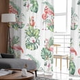 thumbnail image 4 of Palm Leaves Semi Sheer Curtains 84 Inch Length 2 Panels Set, Tropical Flamingo Summer Green Flower Sheer Kitchen Curtain Privacy Voile Window Curtain for Living Room Bedroom Rod Pocket Drapes, 4 of 7