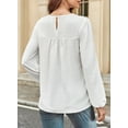 thumbnail image 4 of Corabera Womens Fall Tops Crewneck Long Sleeve Shirts Casual White Blouses for Women Flowy Lace Hem Boho Clothing Trendy M, 4 of 7