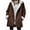 Coffee, variant on Women's Faux Suede Jacket Plush Lined Solid Color Toggle Button Collar with Pockets Long Sleeve Cozy Winter Coat Khaki