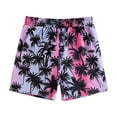 thumbnail image 4 of WQNVRNR Boys Swim Trunks- Fashion Print Drawstring Elastic Waist Casual Beach Shorts with Pockets Purple Size 8, 4 of 9
