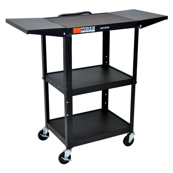 FSE 373-UCMT1DL Adjustable-Height Steel Utility Cart - Drop Leaf Shelves, Black