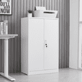 thumbnail image 2 of 42 Inch Secure Lockable Metal Storage Cabinet with Adjustable Shelves and 2 Keys, Anti-Pry Steel Rods, Soft-Close Doors for Garage, Office, School Organization of Tools, Files, Chemicals, Black, 2 of 9