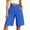 Blue plus size bermuda shorts a1, variant on Cagogo Women Plus Size High Waisted Bermuda Pants with Pockets Casual Solid Straight Shorts Lounge Wear Vacation Travel Beach Summer Clothes, White S