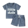thumbnail image 2 of Fsqjgq Toddler Baby Boy Clothes Waffle Outfit Mom Boy Matching Outfit Summer Short Sleeve Flower Embroidered T Shirt Shorts Boys Clothing Sets 0-6M, 2 of 3
