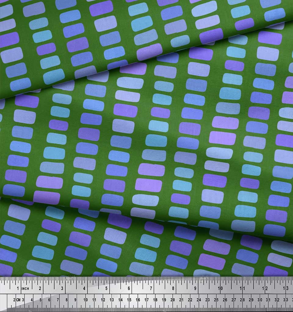 Soimoi Green Poly Georgette Fabric Brush Stroke Abstract Decor Fabric Printed Yard 42 Inch Wide