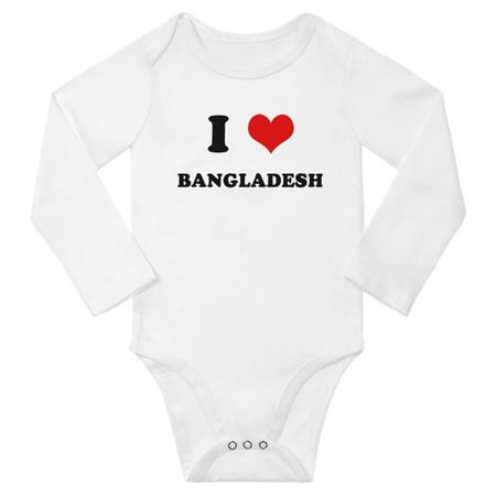 

I Heart Bangladesh Love Bangladesh Cute Baby Long One-pieces (White 6-12 Months)