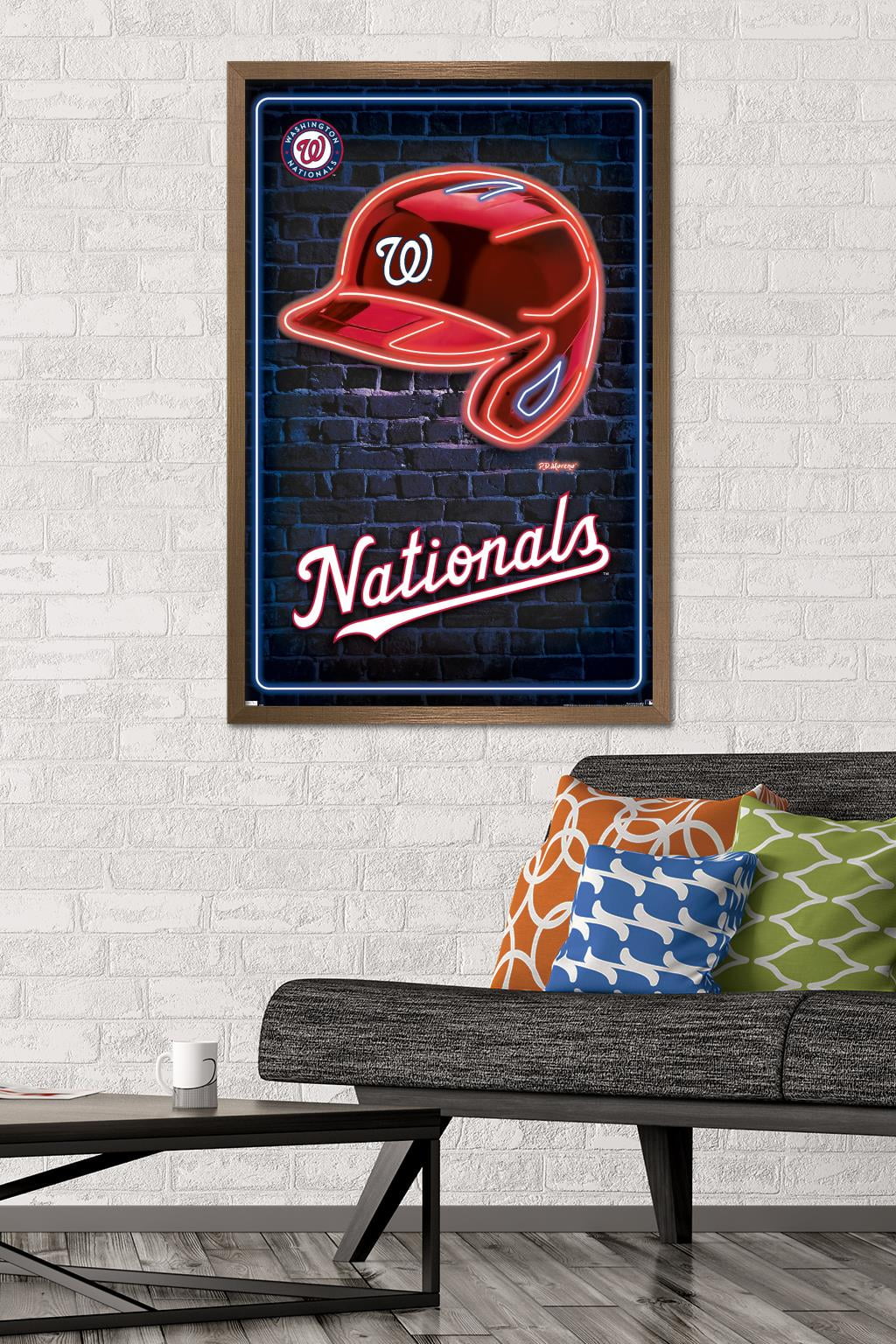 MLB Washington Nationals - Neon Helmet 23 Wall Poster, 22.375" x 34" Framed