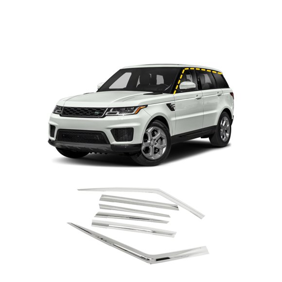 Northern Prime- Wind Deflectors & Visors/Rain Guards Compatible with Range Rover Sport 2014-2022_Chrome Finish Tape-On Style (6Pcs)