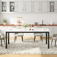 thumbnail image 3 of 70.8-Inch Christmas Dining Table for 6-8, Large Rectangle Wood Kitchen Table with Sturdy Metal Legs, Modern Industrial Table with Rounded Corners for Dining Room, White, 3 of 7