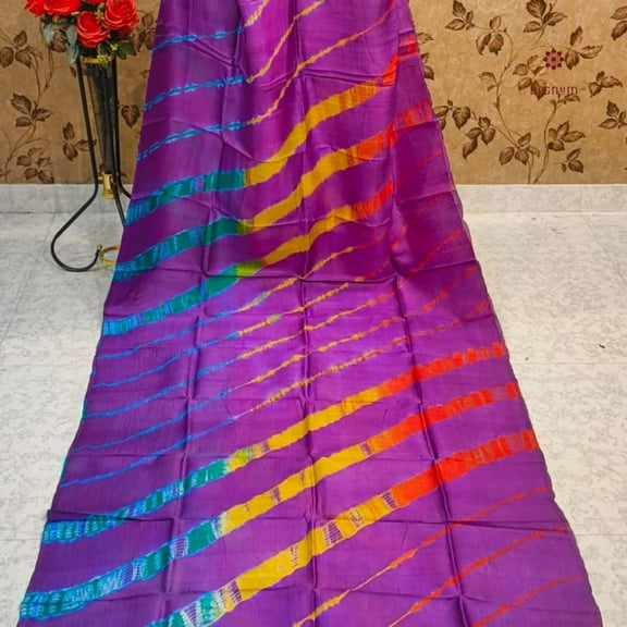 Purple Pure Silk Bandhani Shibori Saree