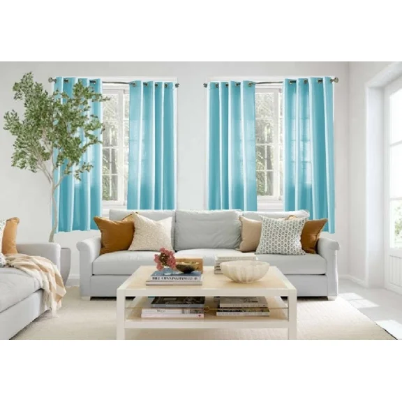 Gorgeous Home Linen 2-Panels Mira Solid Semi Sheer Window Curtain Faux Silk Bronze Grommets 55in. x 63in Each Piece