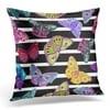 ECCOT Black Butterfly Bright with Butterflies Striped Pattern Blue Badge Pillowcase Pillow Cover Cushion Case 18x18 inch